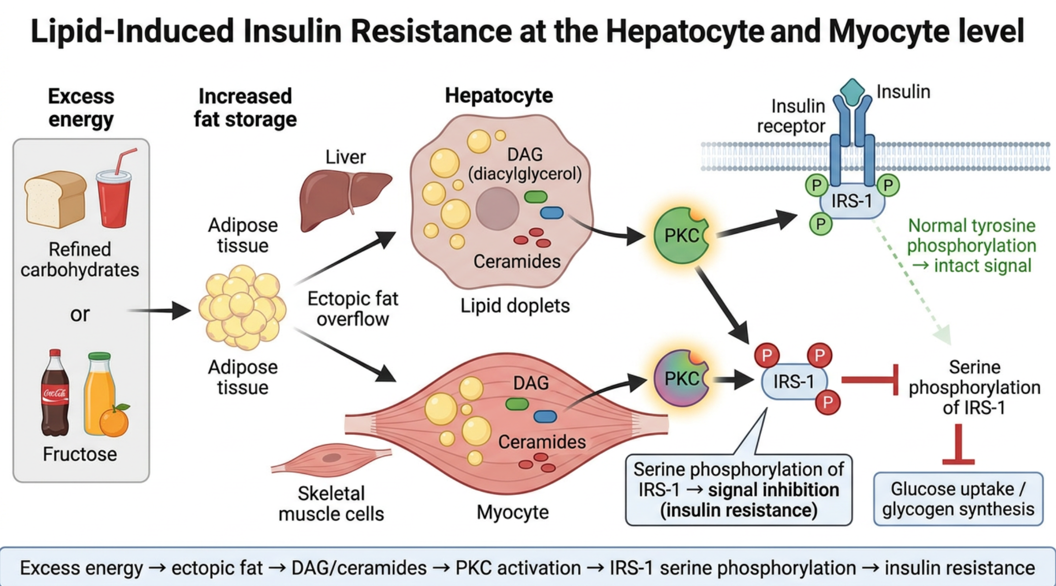 Figure 4. Lipotoxicity blocks insulin signaling at the IRS level.